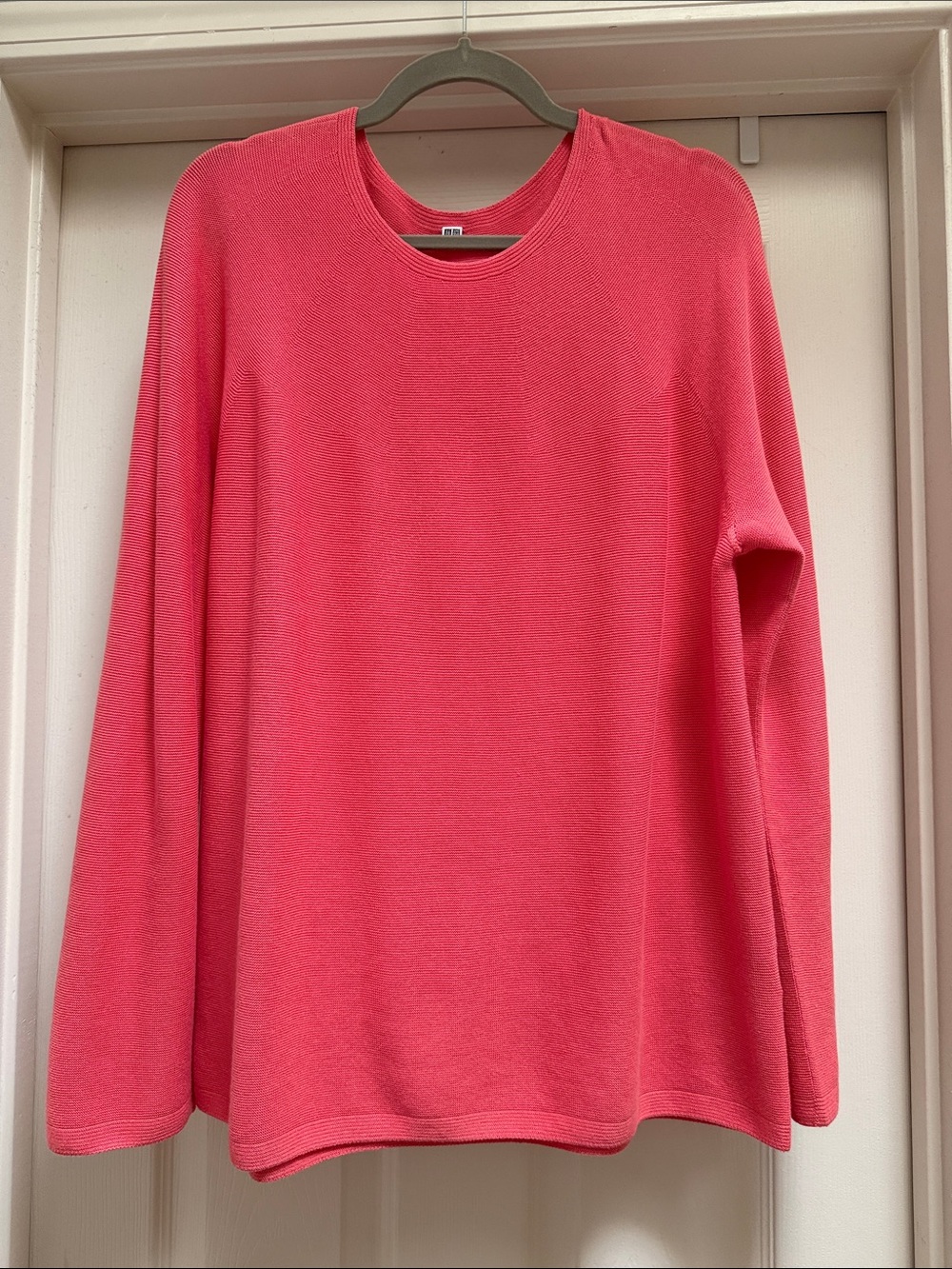 Uniqlo Pink/Coral 3D Knit Long Sleeve Crewneck Top size XL